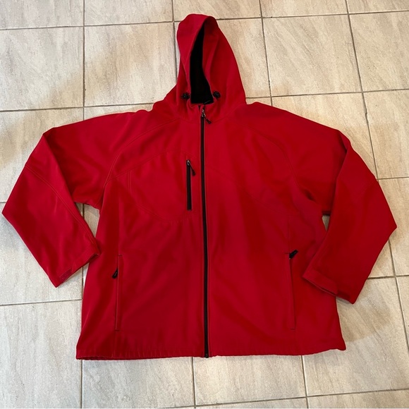 North End Men's Prospect Fleece Soft Shell Hooded Red Jacket/size 3XL - Picture 1 of 14